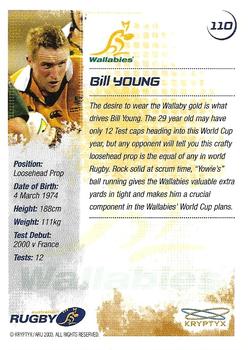 2003 Kryptyx The Defenders Australian Rugby Union #110 Bill Young Back